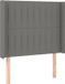 vidaXL Hoofdbord met randen 83x16x118/128 cm stof donkergrijs