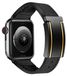 Wigento Apple Watch SE 2023 44mm: hoogwaardige kunstlederen/siliconen vervangende band met magnetische sluiting, zwart