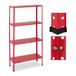 Relaxdays Étagère en acier - 160 kg - 147,5 x 75,5 x 30,5 cm - 4 tablettes - Rouge
