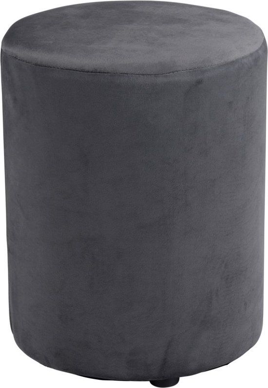 Arti Casa Poef Rond Velvet - Ronde Velvet Poef 28x36 cm - Grijs