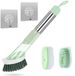 Famanu – Brosse de nettoyage pour la maison, brosse à vaisselle avec 3 têtes de rechange différentes, brosse d'évier de cuisine avec distributeur de détergent (vert)