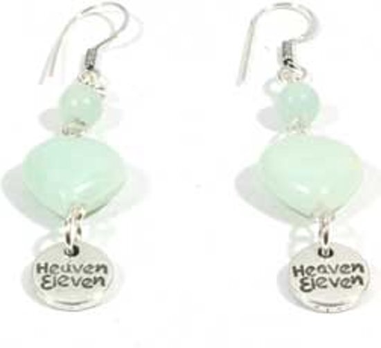 Heaven Eleven - dames oorbel - hanger hartje amazonite