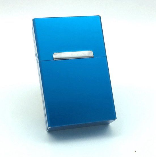 Blauw Aluminium Sigarettendoosje - Sigarettenhouder/Hoesje - Stevig en Luxe