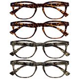 Leesbril Gregory Peck Leesbril Bruin Grijs 4 Stuks Mannen Vrouwen Veer Scharnieren +3.00