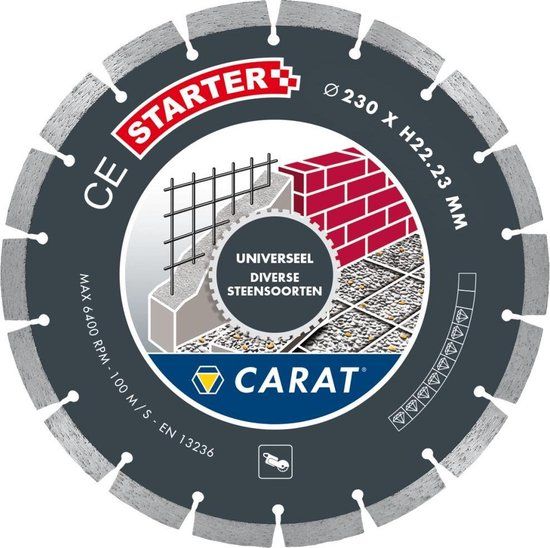 Carat CES2303000 Diamond Saw Blade for Dry Cutting - 230 x 22.23mm - Universal