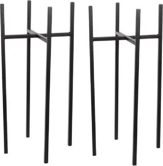 Mica Decorations Plant Stand - 2-Piece Set - Black - H55 x W24 cm - Metal - Plant Pot Riser