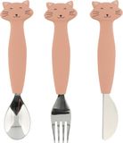 Trixie Baby Bestek - Mrs. Cat - Eetset met Lepel, Vork en Mes - Babybestek van Siliconen - Geschikt voor de Vaatwasser