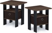 Furinno Andrey Bijzettafel, nachtkastje (set van 2), hout, walnoot/donkerbruin, 39,37 x 39,37 x 44,45 cm