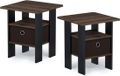 Furinno Andrey Bijzettafel, nachtkastje (set van 2), hout, walnoot/donkerbruin, 39,37 x 39,37 x 44,45 cm