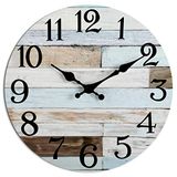 Wandklok - 25,5 cm stille niet-tikkende houten wandklokken op batterijen - landelijke retro rustieke stijl decoratief voor woonkamer keuken thuis badkamer slaapkamer