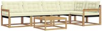 vidaXL Hoek loungeset 5 zitplaatsen Acacia hout Wit en crème Inclusief tafel