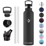 Vikaster Thermosfles, 1000 ml, BPA-vrij, thermosfles met rietje, voor school, sport, fiets, camping, fitness, outdoor