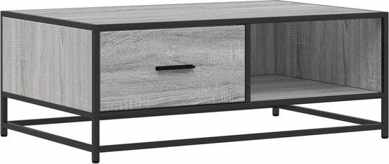 vidaXL Salontafel 90x57x35 cm bewerkt hout en metaal grijs sonoma