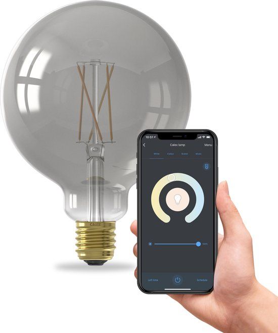 Calex Smart LED Lamp - Wifi Filament - Globe 12.5cm - E27 - 7W - Dimbaar - Warm Wit