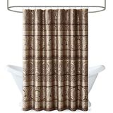 Madison Park, Luxe Faux Silk Jacquard Design Bellagio Taupe, overgangsdouchegordijnen voor badkamer, 182 x 182, beige, 182 x 182, bruin