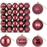 vidaXL - Kerstballenset - 50 st - Wijnrood - 8 cm - Polystyreen