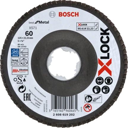 Bosch X-LOCK X571 Best for Metal Grinding Disc - 125mm - Steel - 60 Grit - 1 pc