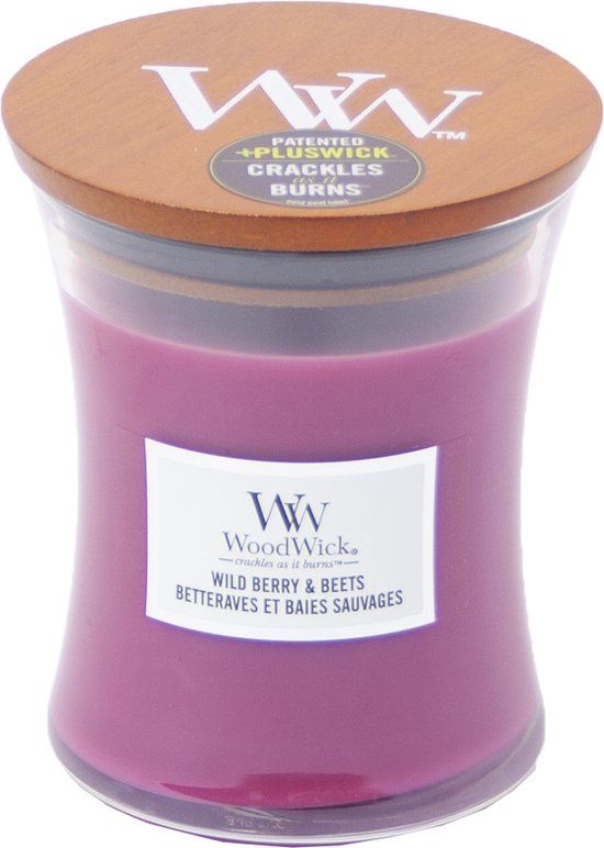 WoodWick Hourglass Medium Geurkaars - Wild Berry & Beets - 60 uur - Roze