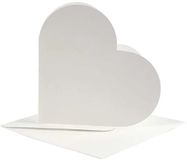 Merkloos Creativ Company B.V. Hartjes kaarten blanco - 10x - wit - met enveloppen - valentijn - bruiloft - uitnodigingen