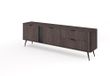 Maisons du Monde FURNLUX TV-kast VERIS, donker eiken en zwart, spaanplaat/MDF/HDF, 195 x 38 x 61 cm, 2 deuren en 2 laden