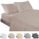 ECOMMERC3 4-delige beddengoedset voor bedden van 160 cm, 100% Made in Spanje, met laken, laken en 2 kussenslopen 45 x 85 cm, aardekleur