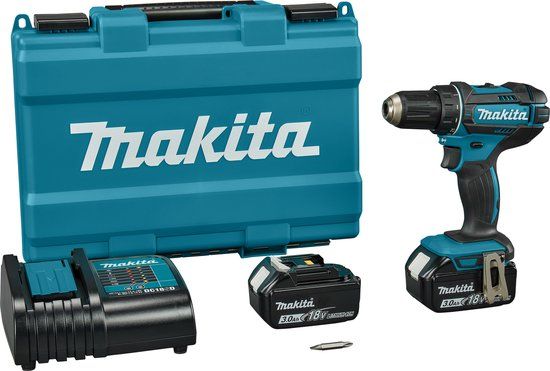 Makita DDF482SFE Accuboormachine + 2 Accu's 3.0Ah en Snellader