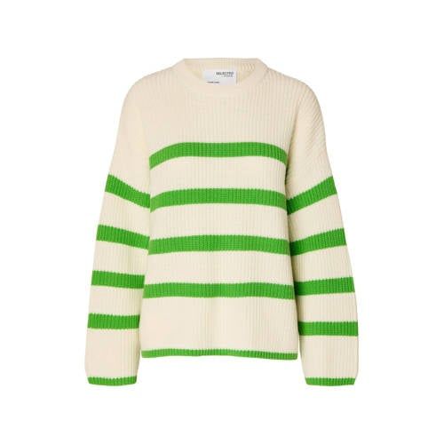SELECTED FEMME SLFBLOOMIE gestreepte trui - groen