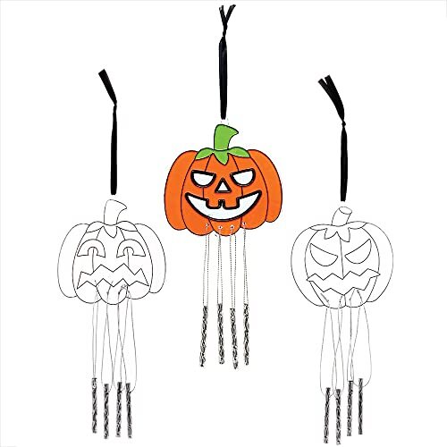 Baker Ross FX248 Pompoen Windklokken - Set van 3, Tuin Decoraties voor Halloween, Decoraties Schilderen en Knutselen voor Kinderen