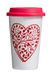 Premier Chickadee thermobeker voor op reis, met deksel, porselein, silicone, rood, 330 ml