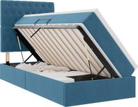 vidaXL Bed met opbergruimte en matras, donkerblauw, 100 x 200 cm, fluweel