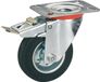 Dörner + Helmer Massief rubberen zwenkwiel met volledige vergrendeling, 125 mm x 37 mm, draagvermogen 100 kg, plaat 100 mm x 85 mm, met rem