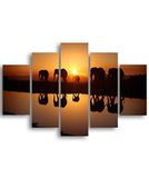 Homemania Afbeelding Elephant, 5 dieren, woonkamer, meerkleurig, 95 x 0,3 x 60 cm - HM205MDF042, MDF