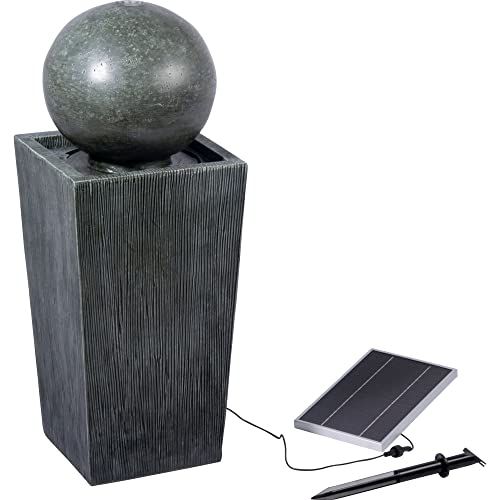 dobar® Apollon - Solar Fountain - Outdoor Fountain with LED - Polyresin - Grey - 78.5cm
