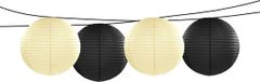 Merkloos Luminair (lampionshop) Global B.v. 4x Luxe Bol Feest Lampionnen Zwart en Ivoor 35 cm