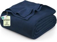 Utopia Bedding Katoenen kingsize deken - marineblauw - 275 x 229 cm, 350 g/m², zachte, ademende deken