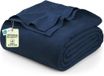 Utopia Bedding Katoenen kingsize deken - marineblauw - 275 x 229 cm, 350 g/m², zachte, ademende deken