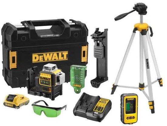 DeWalt DCE089D1GTRID Kruislijnlaser Combi Set - 10.8V - Groen - 30m - Incl. Accu, Ontvanger & Statief