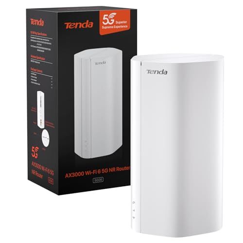 Tenda 5G06-5G NR router met dual-sim, 5G/4G LTE router Wi-Fi 6 AX3000, 2,5G-poort, plug & play, ondersteunt tot 160 apparaten, kinderbeveiliging, WPA3, Alexa, Mesh WiFi+