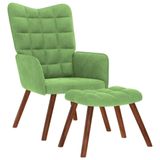 VidaXL Fauteuil avec repose-pieds velours vert clair