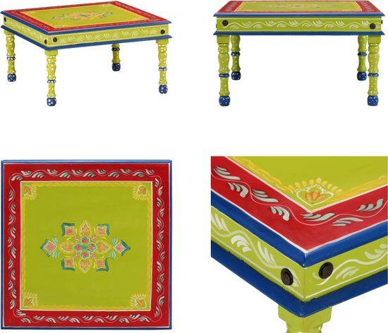 vidaXL Salontafel handbeschilderd massief mangohout groen