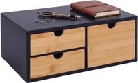 Merkloos Relaxdays Bureau organizer - met 3 lades - zwart
