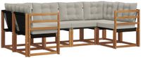 vidaXL Hoek loungeset 6 zitplaatsen Acacia hout Naturel en lichtgrijs
