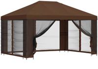 vidaXL Tuinpaviljoen met zijwanden, 4 x 3 meter, bruin, polyester en staal