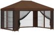 vidaXL Tuinpaviljoen met zijwanden, 4 x 3 meter, bruin, polyester en staal