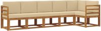 vidaXL - Hoek loungeset - 6 zitplekken - Natuurlijk en beige - Acacia hout