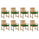 VidaXL Fauteuils de jardin avec coussins, 8 pièces, bois d'acacia massif, vert