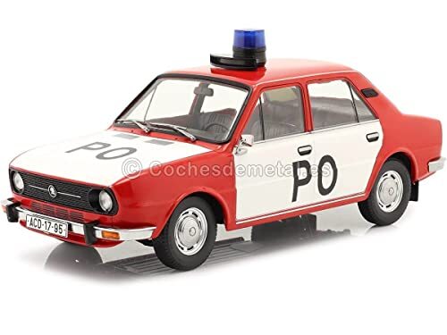 Cochesdemetal Compatibel met 1976 Skoda 105L Brigade brandweer rood/wit 1:18 drievoudig-9 1800273