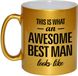 Bellatio Decorations Shoppartners Bv This is what an awesome best man looks like tekst cadeau mok / beker - goud - 330 ml - Bruiloft getuige kado