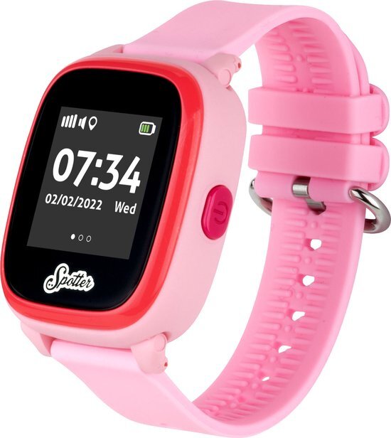Spotter Smartwatch voor kinderen, met GPS-tracker, roze, prepaid simkaart voor smartwatch kinderen, waterdicht IP67