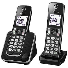 Panasonic KT-TGD312 DECT Phone - Black - Number Identification - 2 Handsets